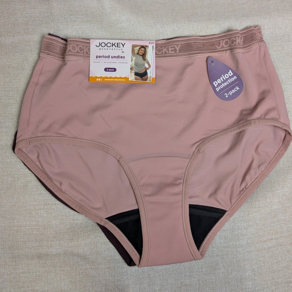 Jockey Generation Period Undies Women 7/L Mauve Burgundy NWT 2-Pack Briefs